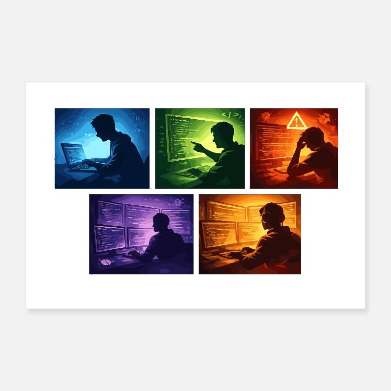 Mehrfachbildschirm Code-Schatten Poster 60x40 cm