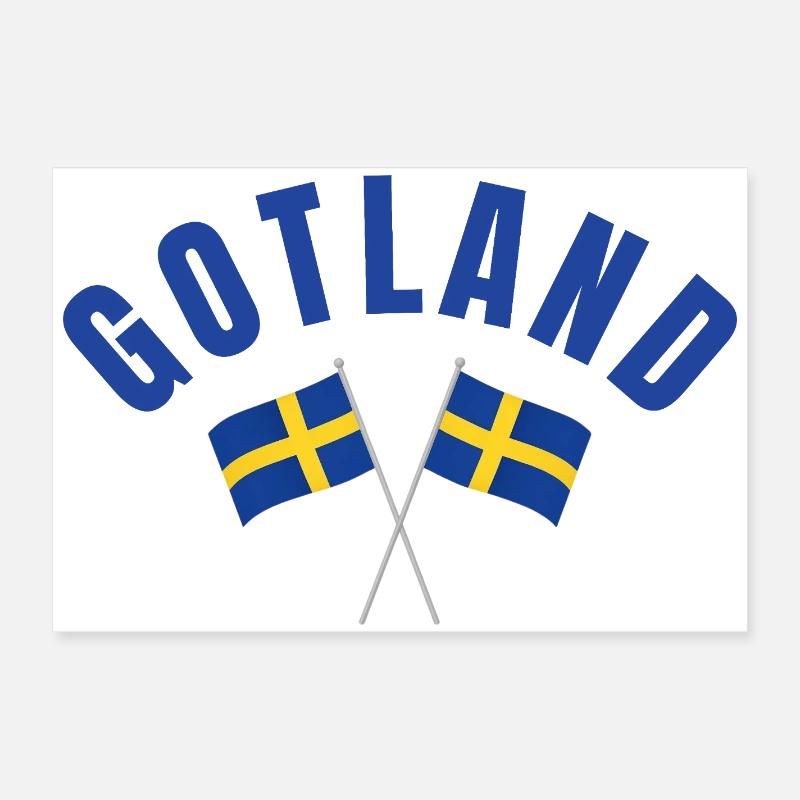 Gotland Swedish Flags  Poster 24" x 16" (60x40 cm)