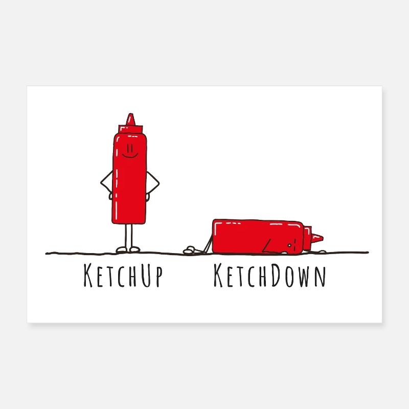Ketchup - Ketchdown, pun Poster 24" x 16" (60x40 cm)