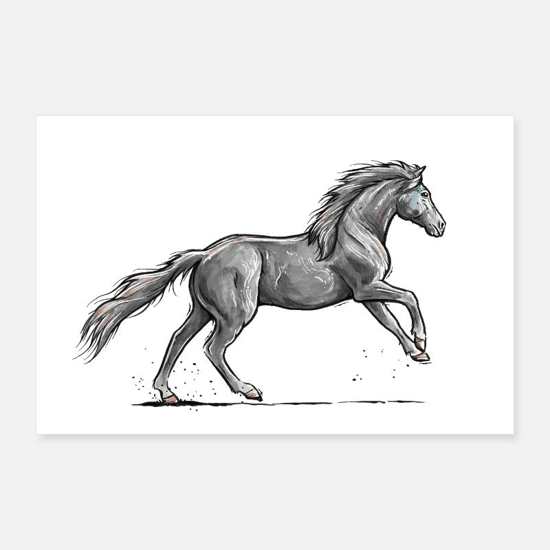 Galop de cheval noir Poster 60 x 40 cm