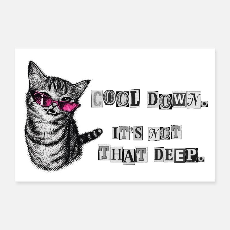 Cool Down – It's Not That Deep Cat Meme Poster 24" x 16" (60x40 cm)