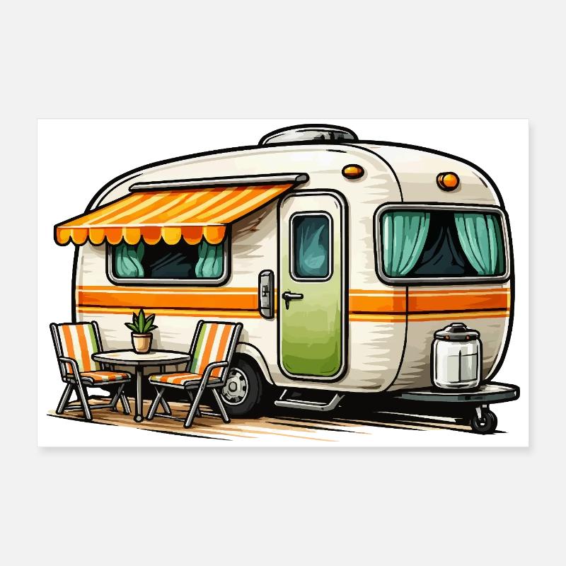Retro caravan camping magic Poster 24" x 16" (60x40 cm)