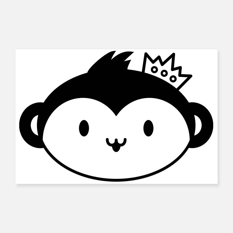 Monkey Crown – Cute Monkey Head with Crown Poster 24" x 16" (60x40 cm)