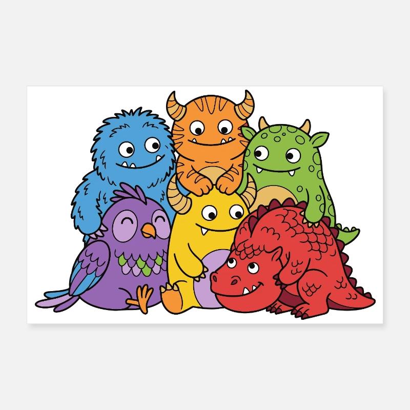 Monstres mignons Poster 60 x 40 cm