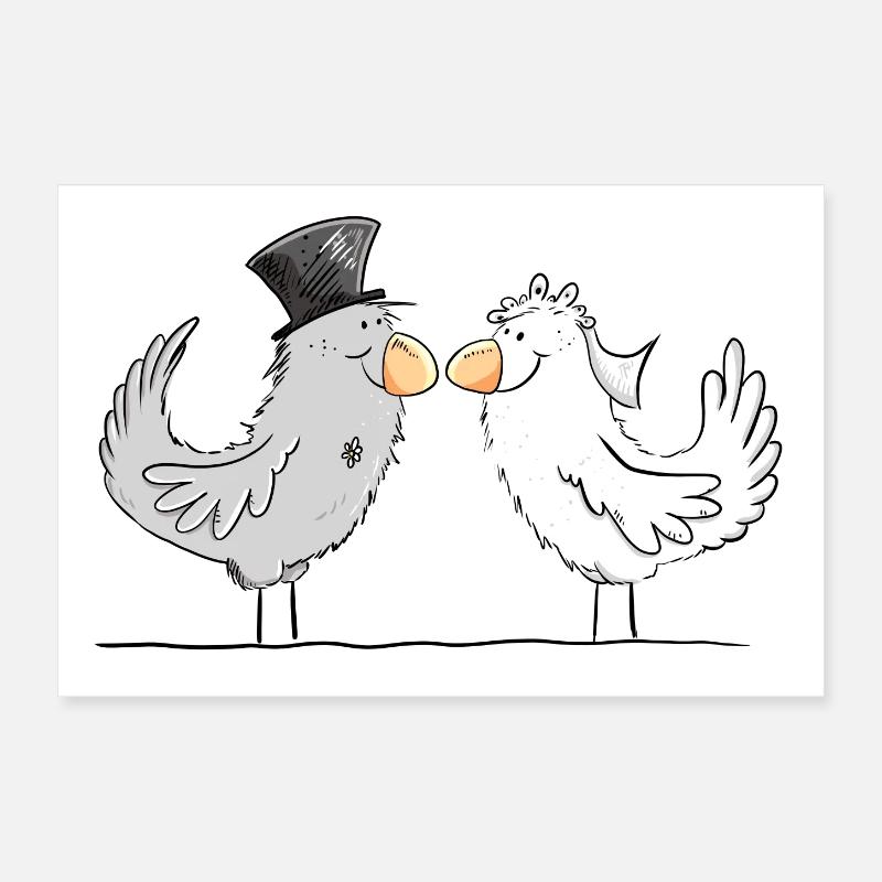 Happy bride and groom wedding doves Poster 24" x 16" (60x40 cm)