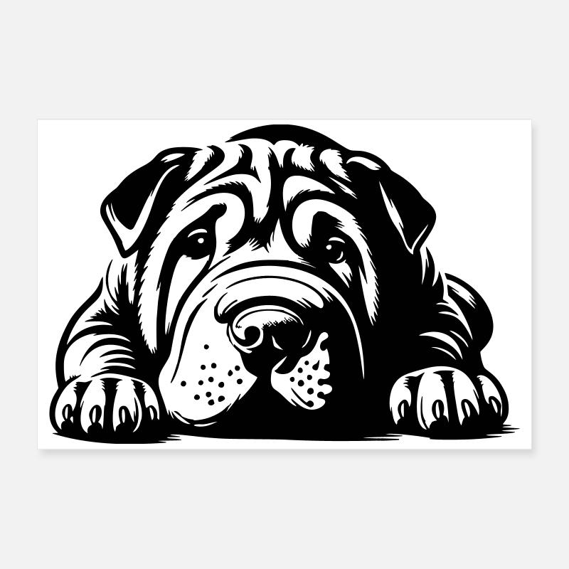 Tête de Shar Pei avec pattes Poster 60 x 40 cm