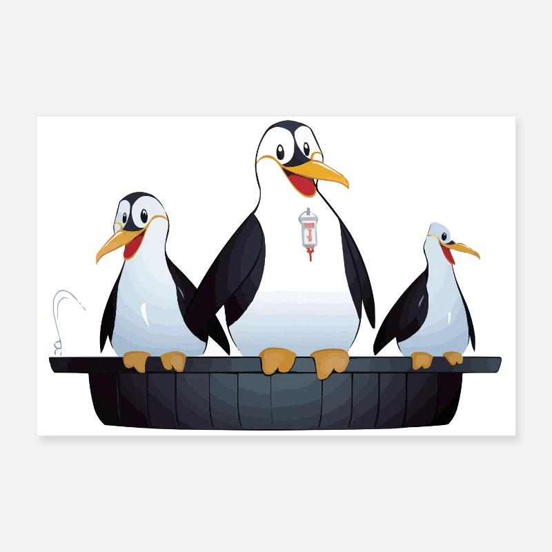 Les manchots d’infusion dans le bain Poster 60 x 40 cm