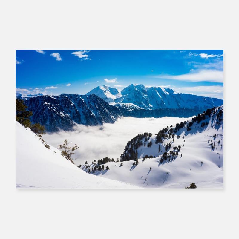 berg - Poster 60x40 cm - Weiß