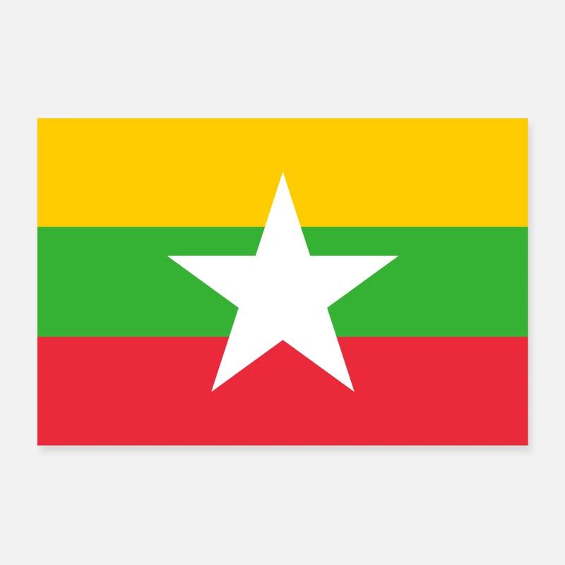 Myanmar flag Poster 24" x 16" (60x40 cm)