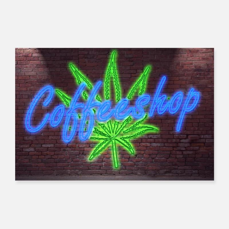 Affiche de lettrage Coffeeshop sur le mur de briques Poster 60 x 40 cm