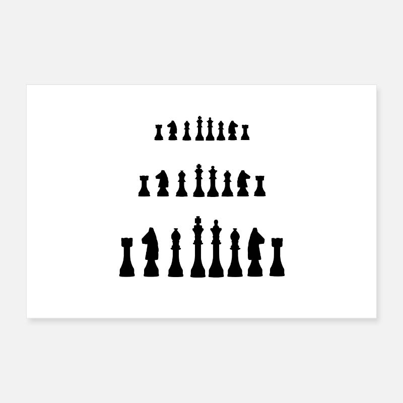 Pièces d'échecs silhouettes jeu de plateau jeu d'échecs Poster 60 x 40 cm