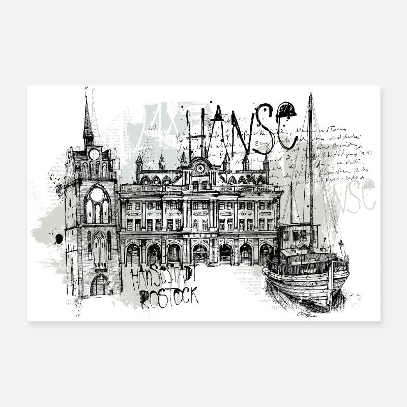 Rostock Collage Poster 60x40 cm
