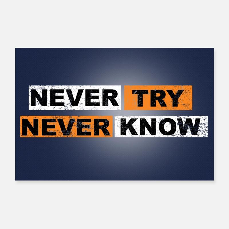 Never Try never know Motivation Quote Wall Poster 24" x 16" (60x40 cm)