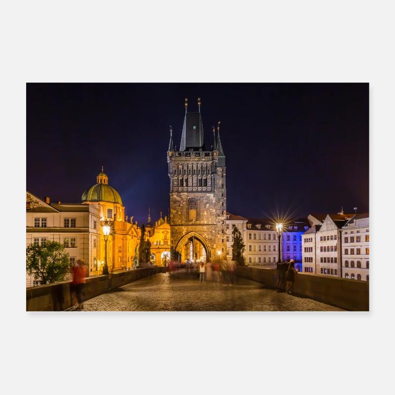 Evening bustle at the Charles Bridge Poster 24" x 16" (60x40 cm)