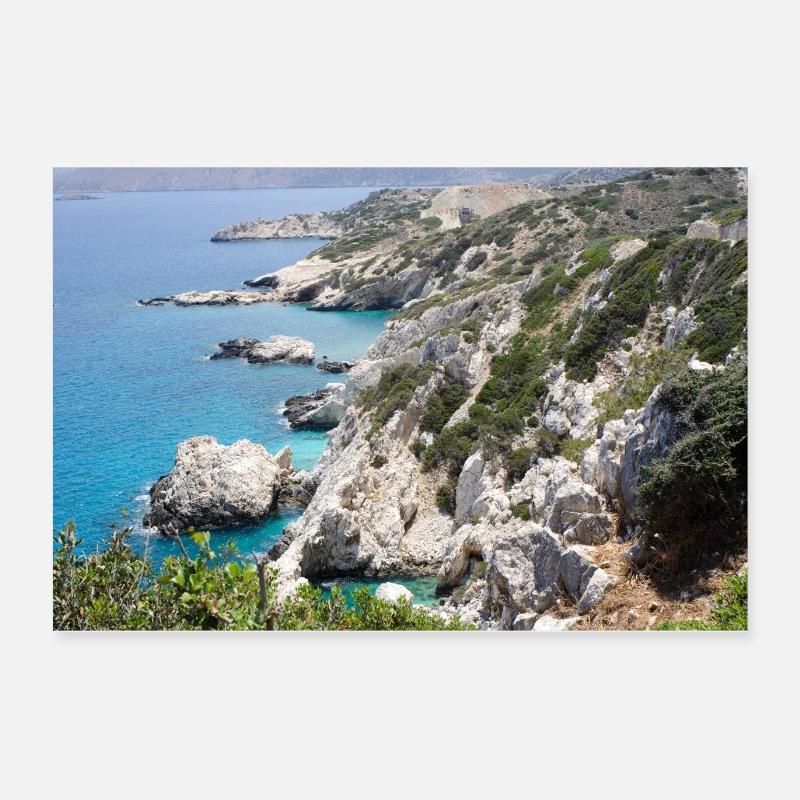 Schöne Steinklippe mit Meer bei Kreta Poster 60x40 cm