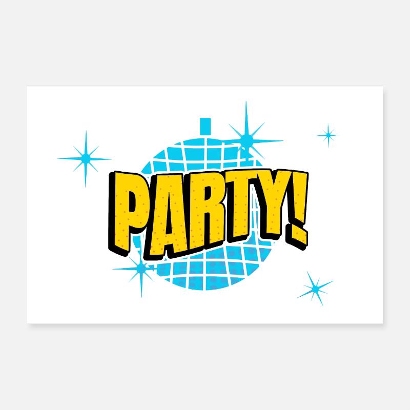 Party Disco Comic Stil Blase Graffiti Schriftzug Poster 60x40 cm