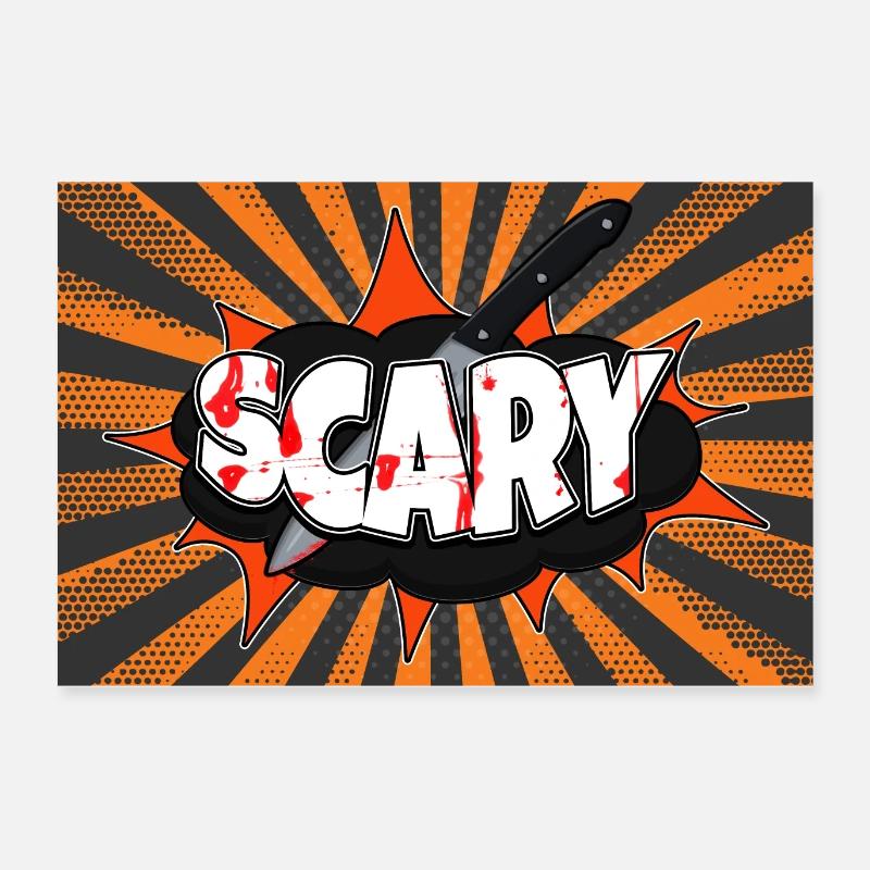 Scary Halloween Comic Style Graffiti Poster 24" x 16" (60x40 cm)