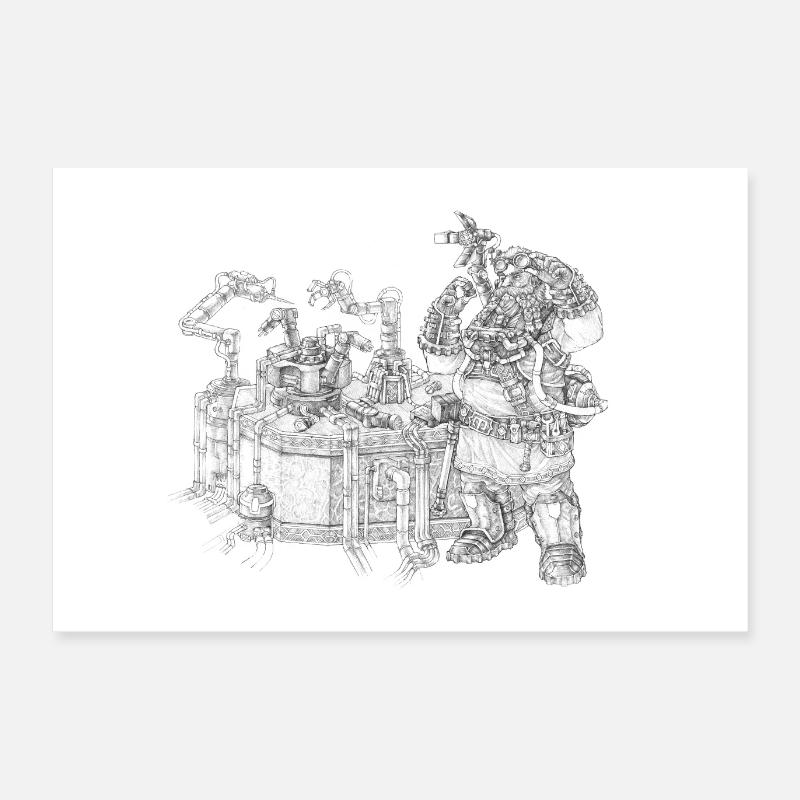 Dwarf engineer – illustration by Hendy Yoga Poster 24" x 16" (60x40 cm)