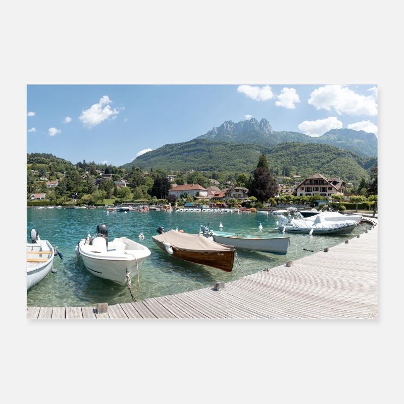 Talloires Bay im Juni - Poster 60x40 cm - Weiß