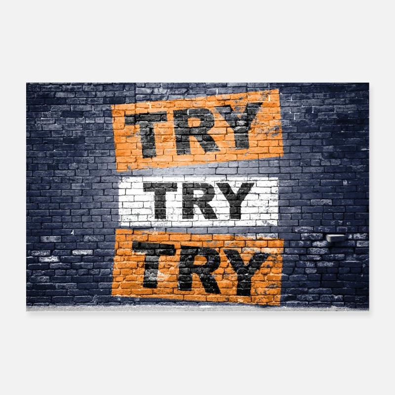Try try try saying lettering Poster 24" x 16" (60x40 cm)