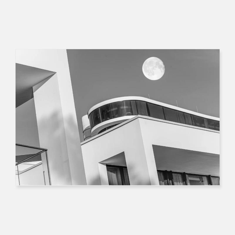 Lune & Architecture - Poster 60 x 40 cm - blanc