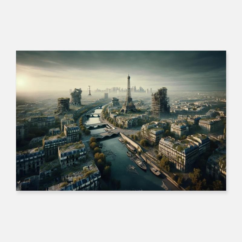 Paris Post Apocalyptic - Poster 60 x 40 cm - blanc
