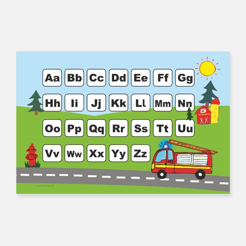 ABC Learning Poster Fire Brigade | Customisable - Poster 24" x 16" (60x40 cm) - white