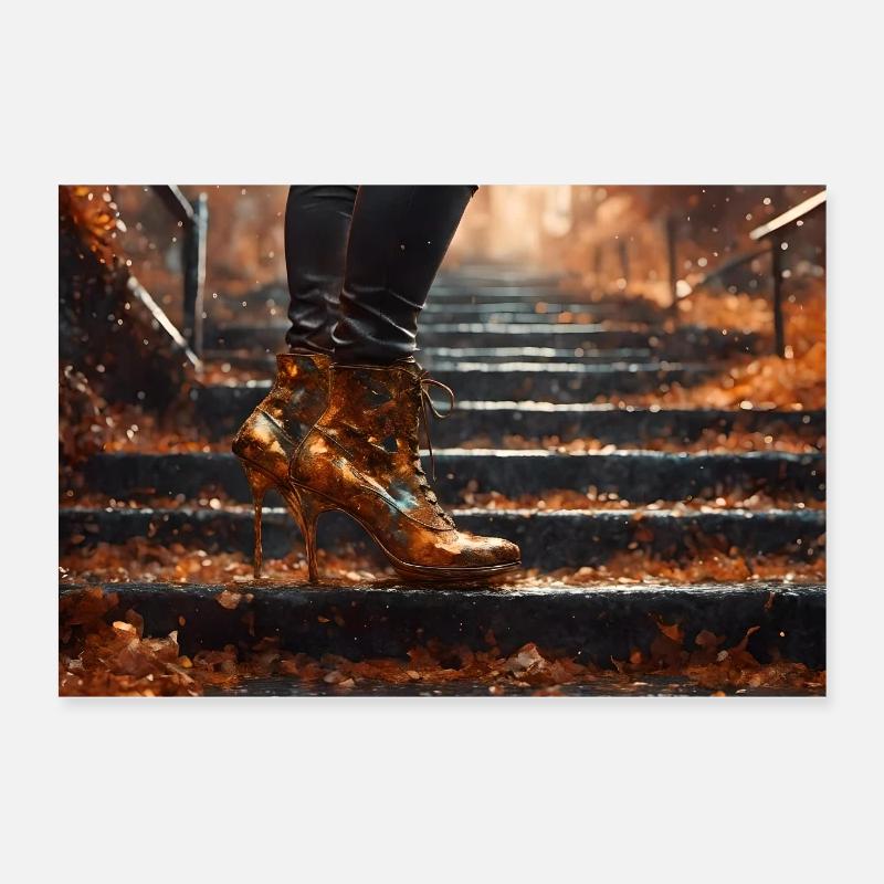 Nachts auf der Treppe - KI Poster 60x40 cm
