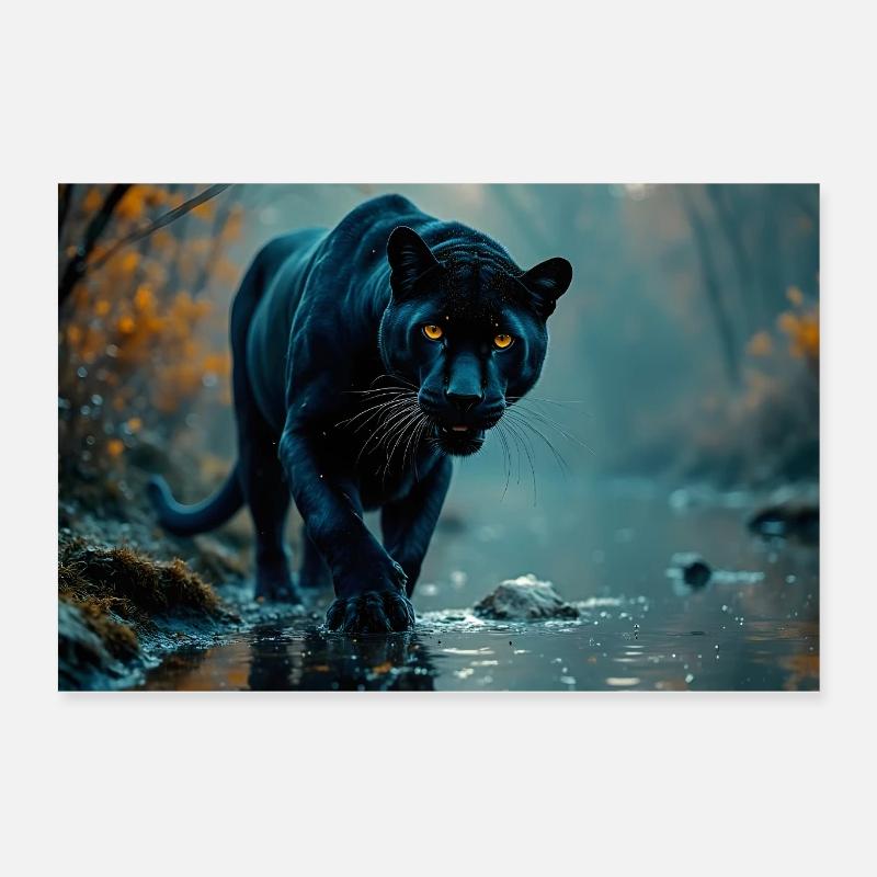 Der Schatten der Wildnis - KI - Poster 60x40 cm - Weiß