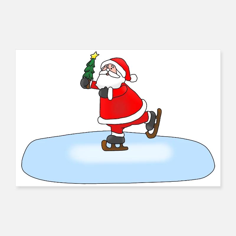 Weihnachtsmann Schlittschuhlaufend Poster 60x40 cm