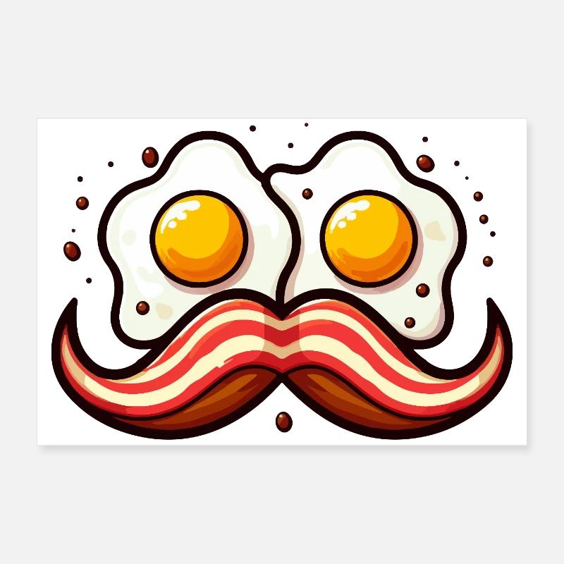 Schnurrbart Eier Duo Karikatur Poster 60x40 cm