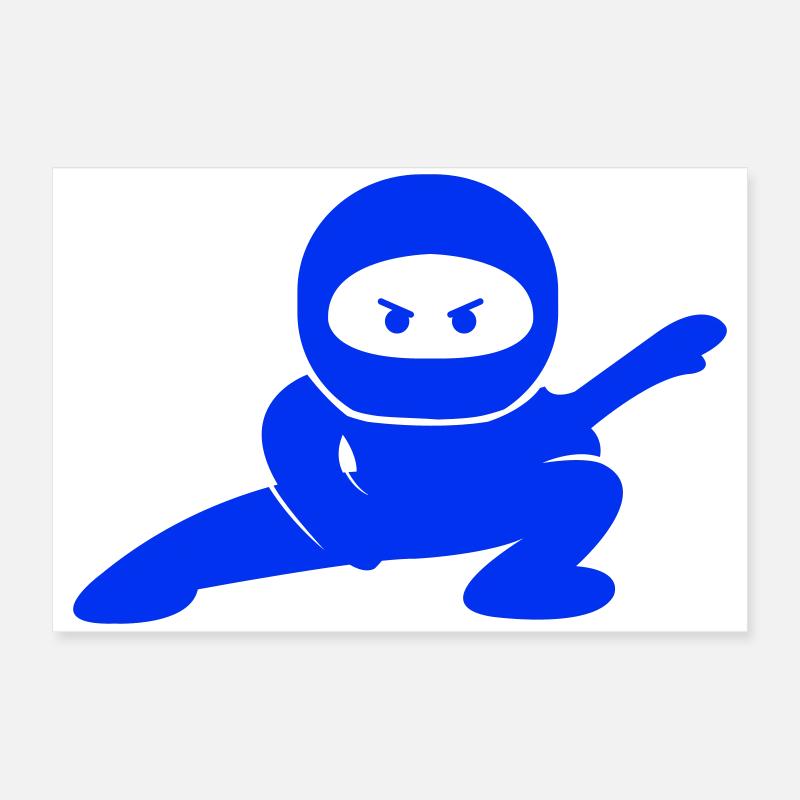 Ninja bleu en action pose Poster 60 x 40 cm