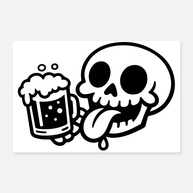Skeleton Beer Glass Funny Poster 24" x 16" (60x40 cm)