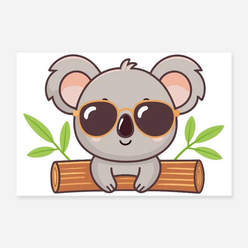 Koala chic sur tronc avec lunettes Poster 60 x 40 cm