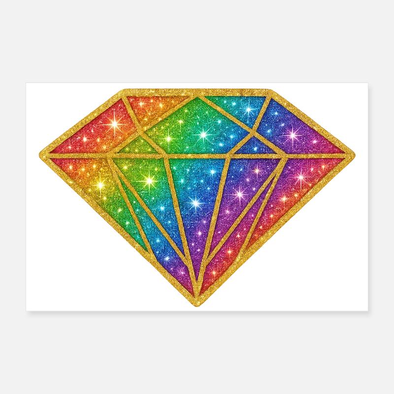 Regenbogen Diamant Glitzer Poster 60x40 cm