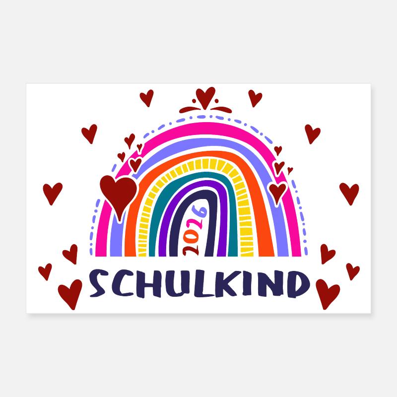 Schulkind 2026 - Einschulung - Regenbogen Poster 60x40 cm