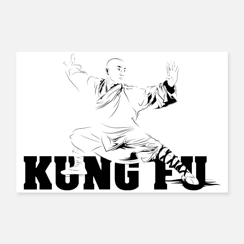 Shaolin Kungfu Symbole du maître combattant Poster 60 x 40 cm