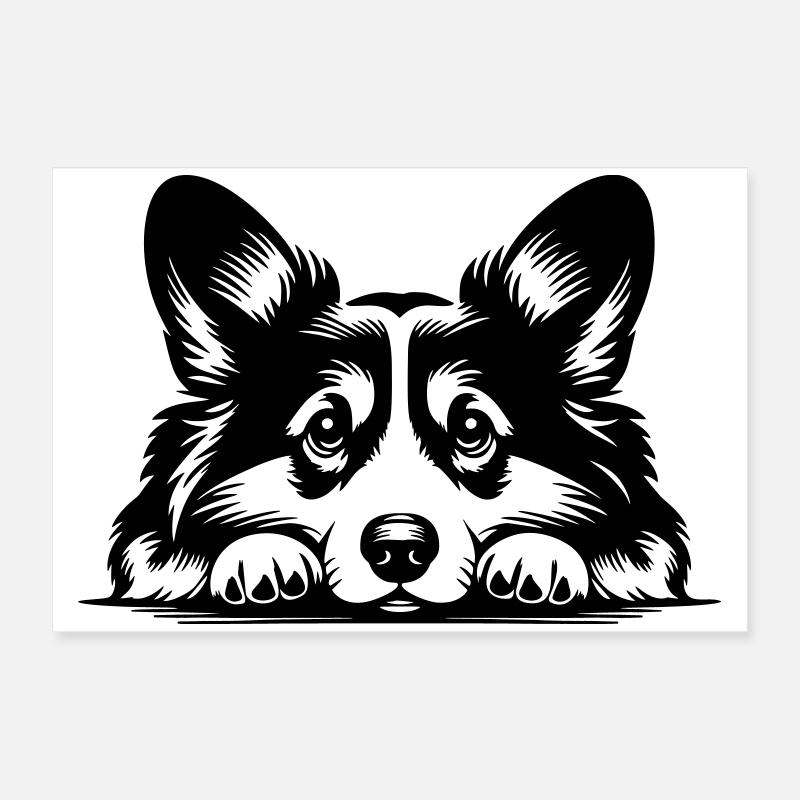 Welsh Corgi Head with Paws Poster 24" x 16" (60x40 cm)
