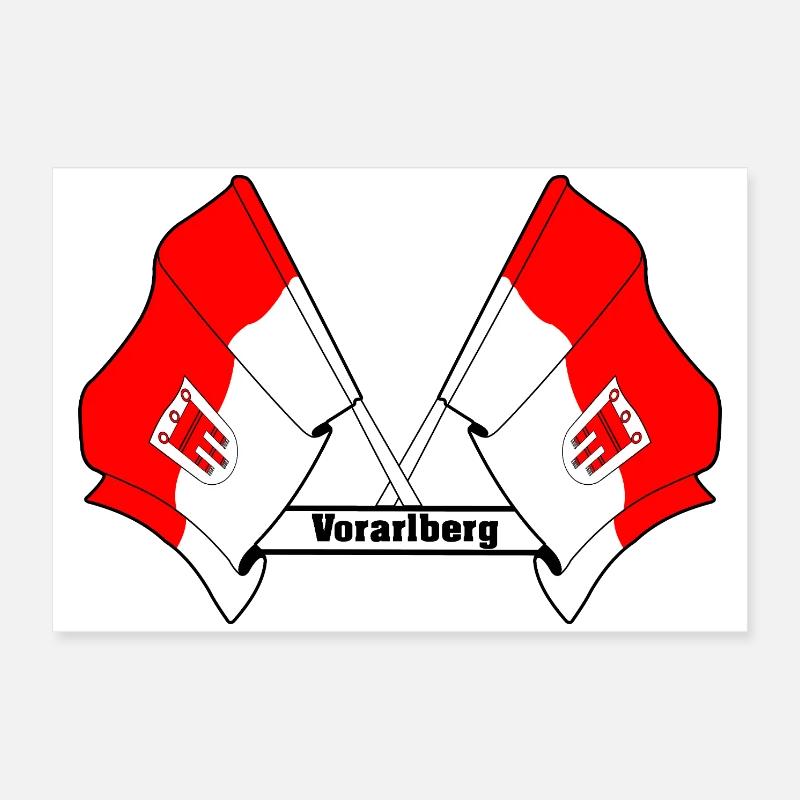 Drapeaux du Vorarlberg avec texte Poster 60 x 40 cm