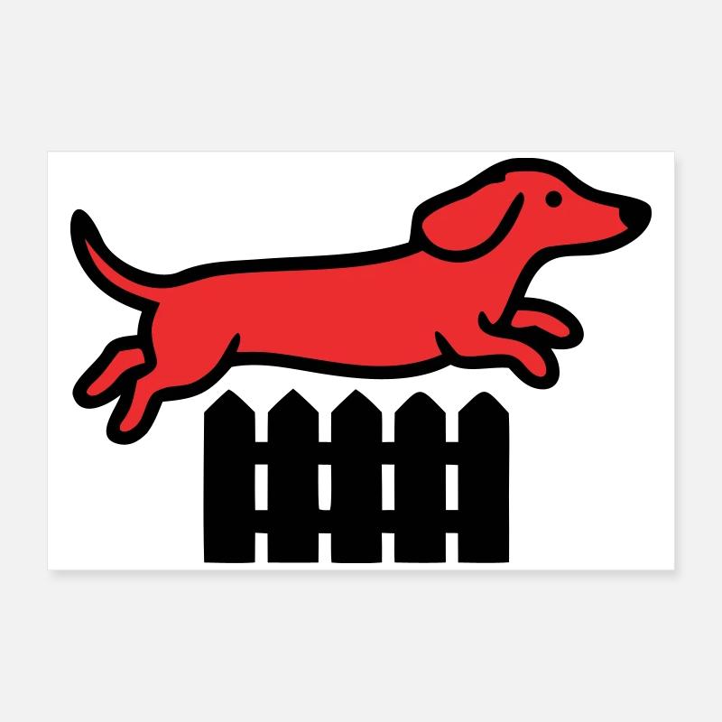 Agilité au saut de clôture teckel Poster 60 x 40 cm