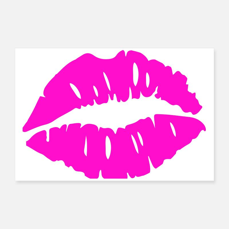 Graphique rose néon avec bouche embrassante Poster 60 x 40 cm
