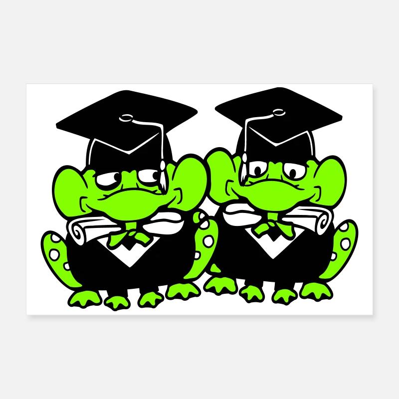 2 grenouilles diplômées du lycée Poster 60 x 40 cm
