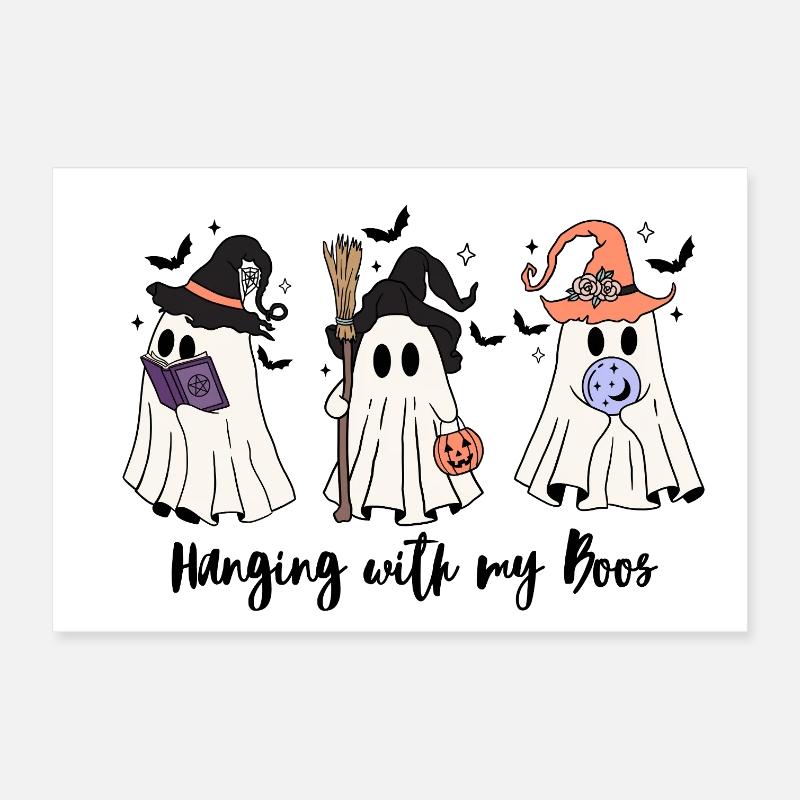 🧙 ♀️ Witchy Ghost Squad – Effrayant et mignon 👻 Poster 60 x 40 cm