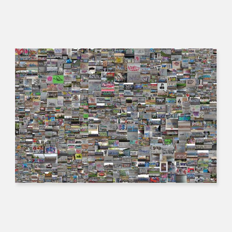 1000 graffiti Vienne Ic - Poster 60 x 40 cm - blanc