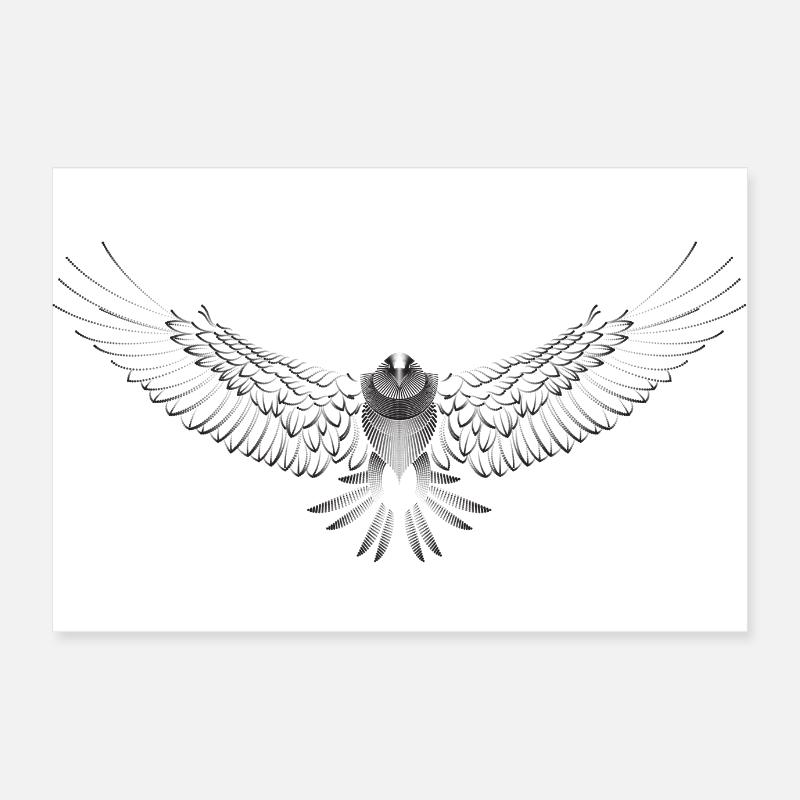 Poster - beautiful animal graphic flying eagle Poster 24" x 16" (60x40 cm)