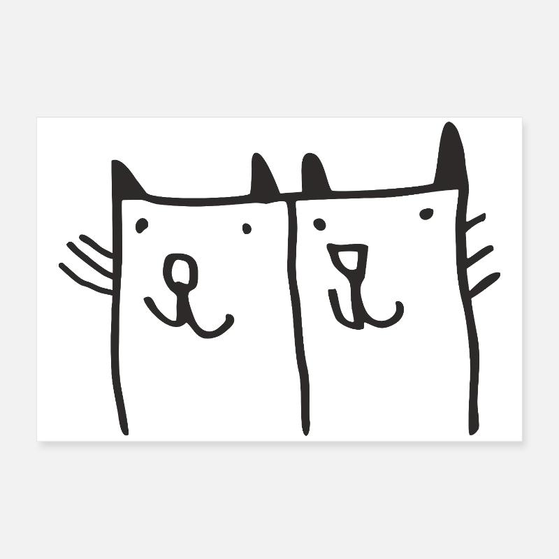 Illustration de chat ludique Poster 60 x 40 cm