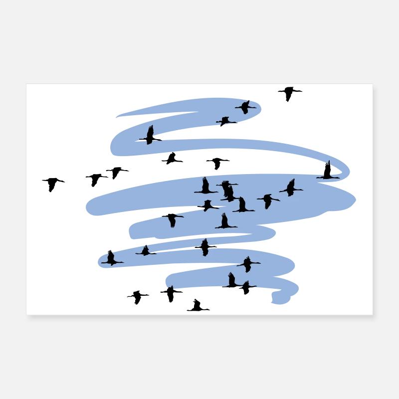 Wild Geese Cranes Spring Poster 24" x 16" (60x40 cm)