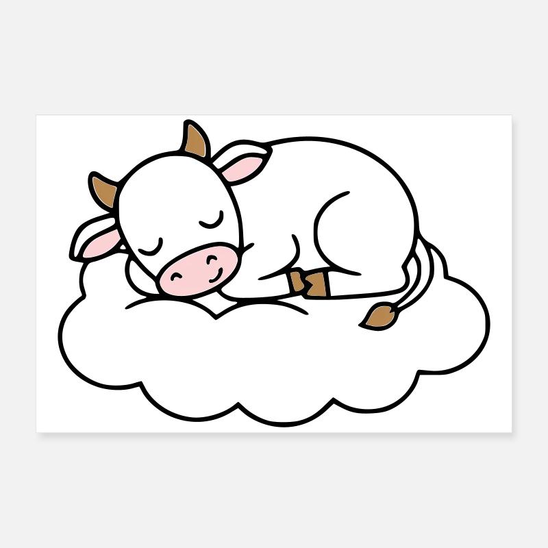 Sleeping Cow Cloud Dream Baby Poster 24" x 16" (60x40 cm)