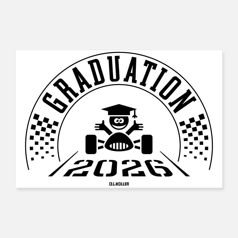 Remise des diplômes 2026 - L’école est terminée - Ligne d’arrivée - B Poster 60 x 40 cm