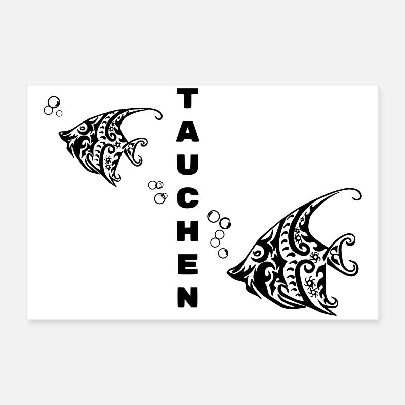Plongée – Tribal Fish Design Poster 60 x 40 cm